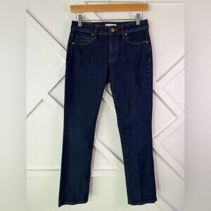 LOFT Curvy Straight Jeans Dark Wash Mid Rise Stretch Denim Pants Size 2/26